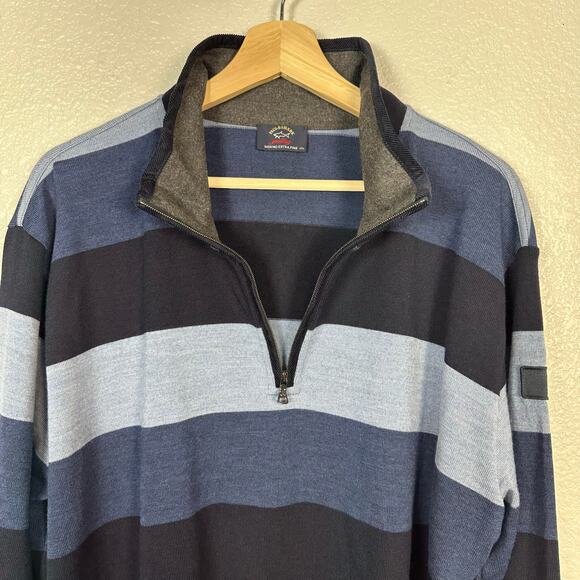 Paul & Shark Yachting Mens Virgin Wool Quarter Zip Pullover Sweater Blue XXL - Picture 2 of 10